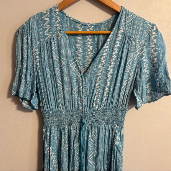 Blue Maxi Geometric Dress - Picture 2 of 7